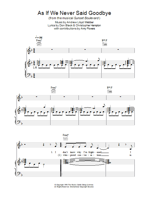 Andrew Lloyd Webber As If We Never Said Goodbye (from Sunset Boulevard) sheet music notes and chords. Download Printable PDF.