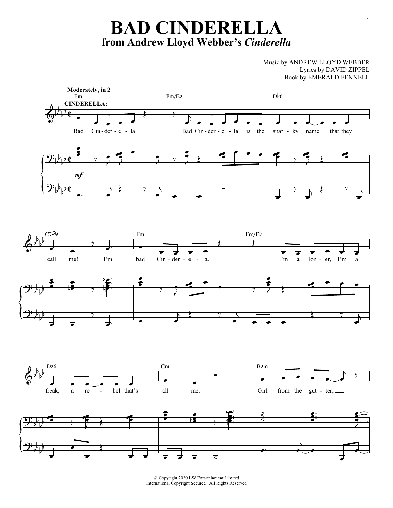 Andrew Lloyd Webber Bad Cinderella (from Cinderella) Sheet Music Notes & Chords for Piano & Vocal - Download or Print PDF