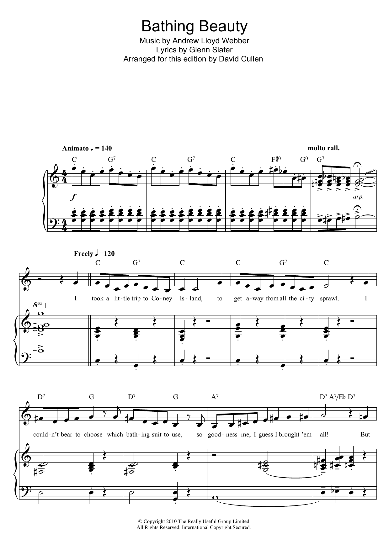 Andrew Lloyd Webber Bathing Beauty (from Love Never Dies) Sheet Music Notes & Chords for Piano, Vocal & Guitar (Right-Hand Melody) - Download or Print PDF
