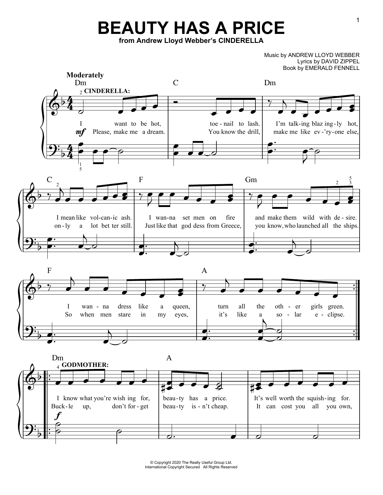 Andrew Lloyd Webber Beauty Has A Price (from Andrew Lloyd Webber's Cinderella) Sheet Music Notes & Chords for Easy Piano - Download or Print PDF