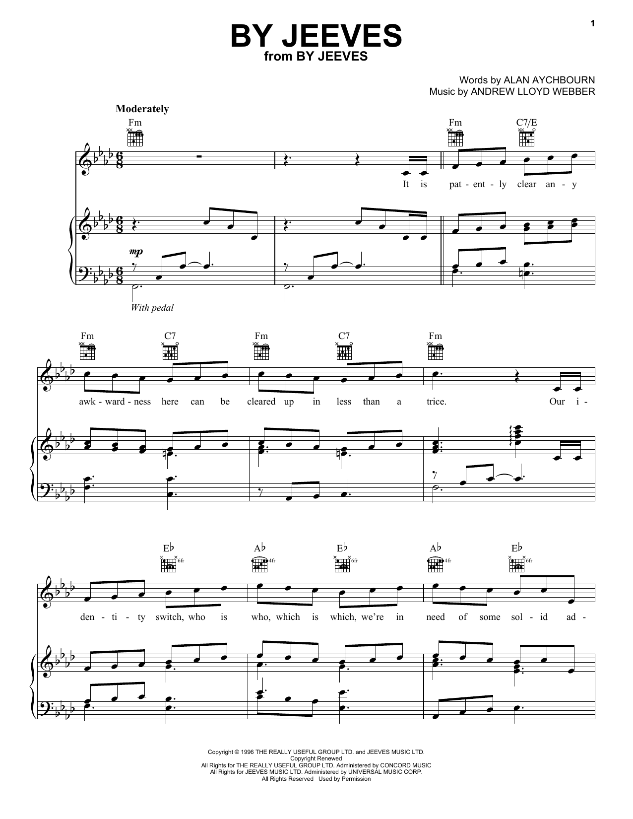 Andrew Lloyd Webber By Jeeves Sheet Music Notes & Chords for Piano, Vocal & Guitar (Right-Hand Melody) - Download or Print PDF