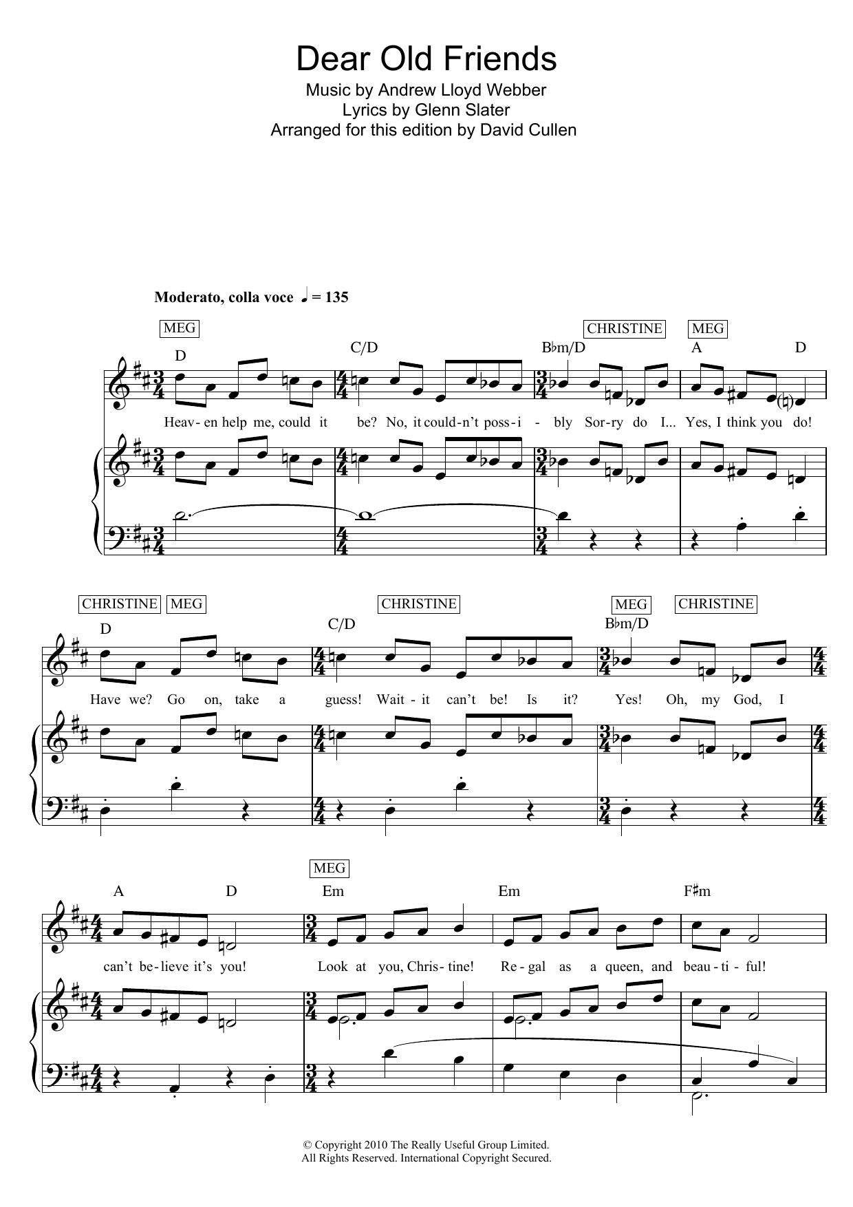 Andrew Lloyd Webber Dear Old Friend (from Love Never Dies) Sheet Music Notes & Chords for Piano, Vocal & Guitar (Right-Hand Melody) - Download or Print PDF