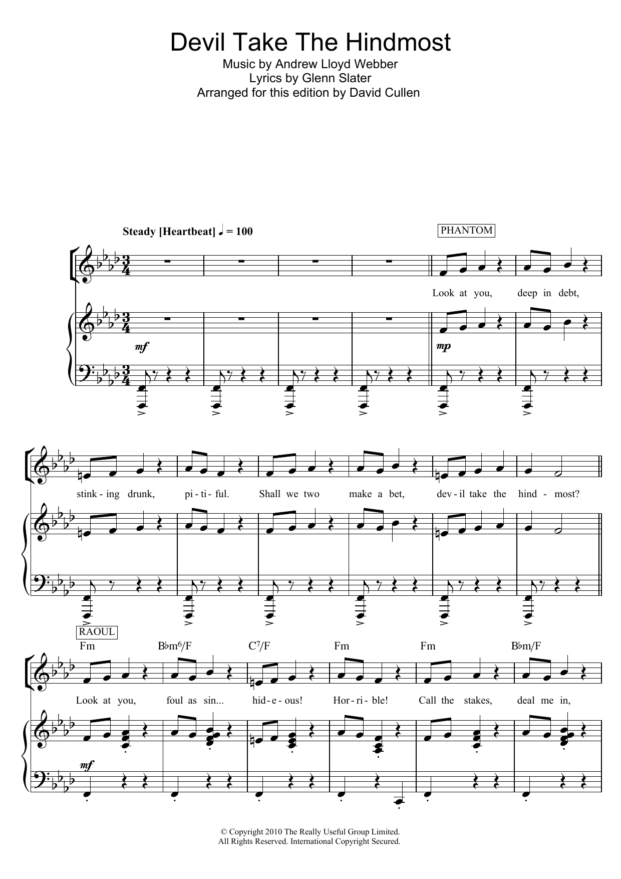 Andrew Lloyd Webber Devil Take The Hindmost (from Love Never Dies) Sheet Music Notes & Chords for Piano, Vocal & Guitar (Right-Hand Melody) - Download or Print PDF