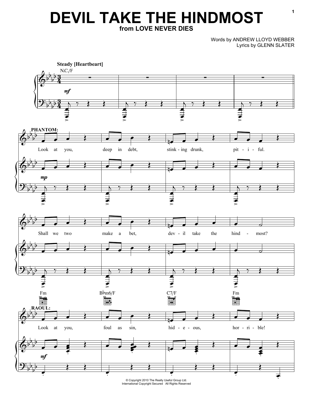 Andrew Lloyd Webber Devil Take The Hindmost Sheet Music Notes & Chords for Piano, Vocal & Guitar (Right-Hand Melody) - Download or Print PDF