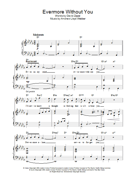 Andrew Lloyd Webber Evermore Without You (from The Woman In White) Sheet Music Notes & Chords for Piano, Vocal & Guitar - Download or Print PDF