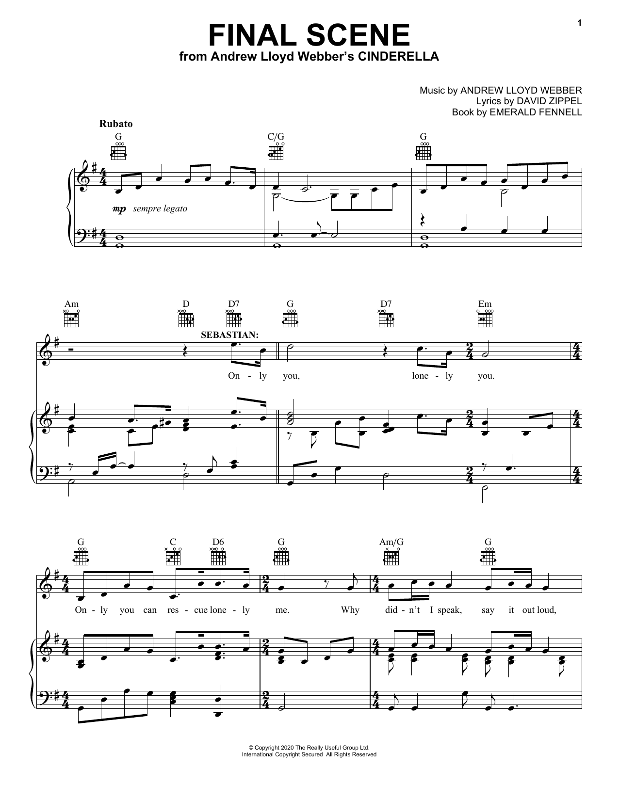 Andrew Lloyd Webber Final Scene (from Andrew Lloyd Webber's Cinderella) Sheet Music Notes & Chords for Piano, Vocal & Guitar (Right-Hand Melody) - Download or Print PDF