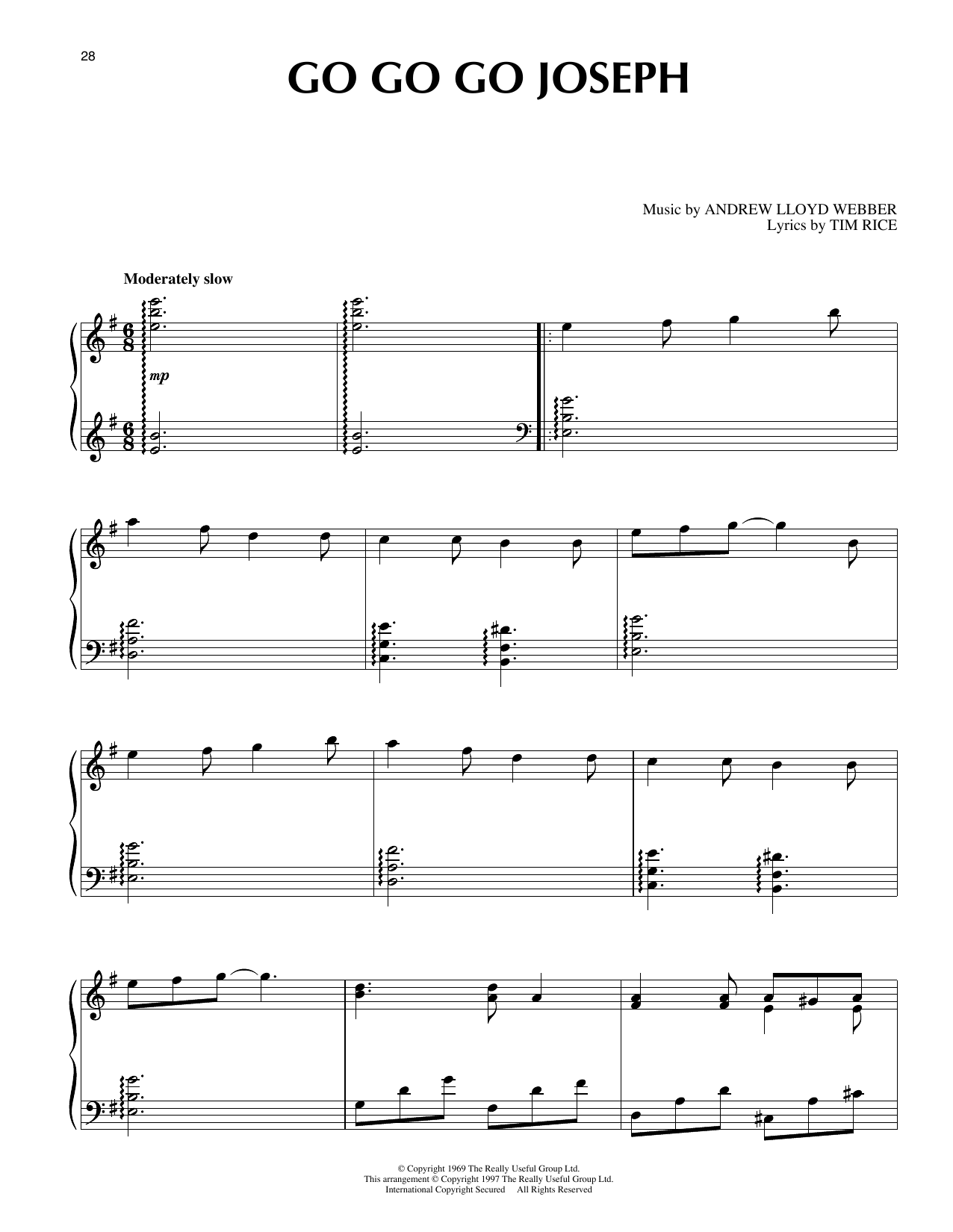 Andrew Lloyd Webber Go Go Go Joseph (from Joseph And The Amazing Technicolor Dreamcoat) Sheet Music Notes & Chords for Piano Solo - Download or Print PDF Andrew Lloyd Webber Go Go Go Joseph (from Joseph And The Amazing Technicolor Dreamcoat) Sheet Music Notes & Chords for Piano Solo - Download or Print PDF