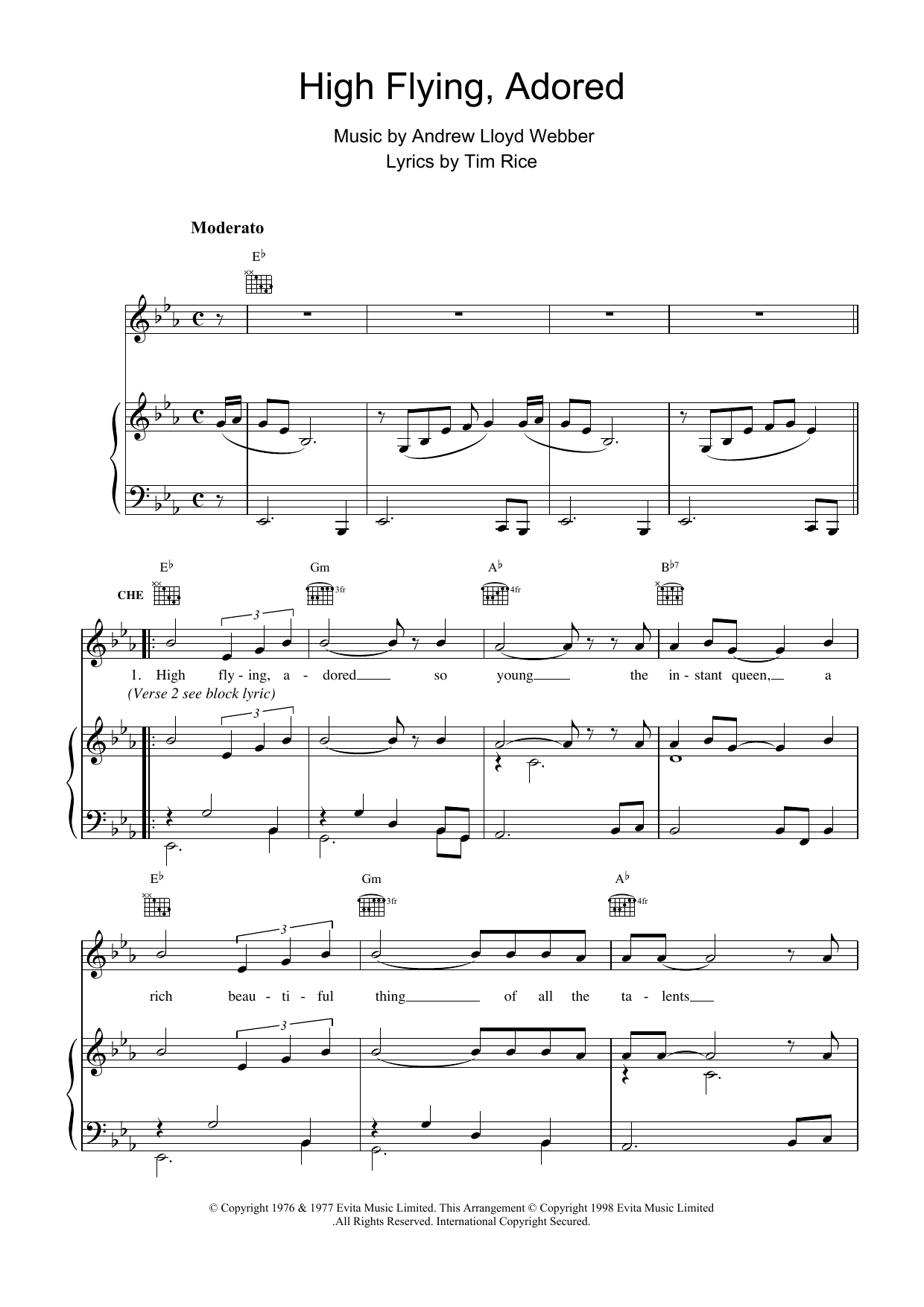 Andrew Lloyd Webber High Flying, Adored (from Evita) Sheet Music Notes & Chords for Clarinet Solo - Download or Print PDF