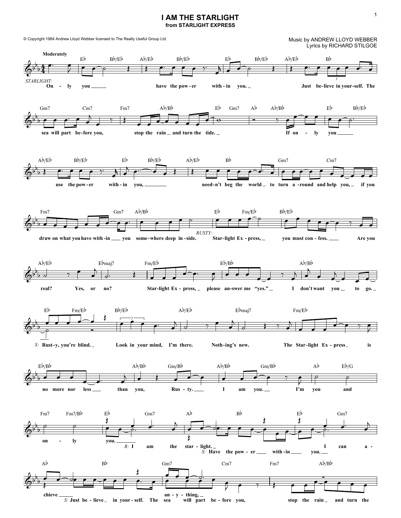 Andrew Lloyd Webber I Am The Starlight Sheet Music Notes & Chords for Tenor Saxophone - Download or Print PDF