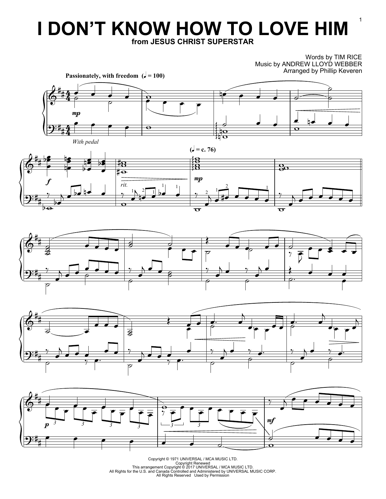 Phillip Keveren I Don't Know How To Love Him Sheet Music Notes & Chords for Piano - Download or Print PDF Phillip Keveren I Don't Know How To Love Him Sheet Music Notes & Chords for Piano - Download or Print PDF