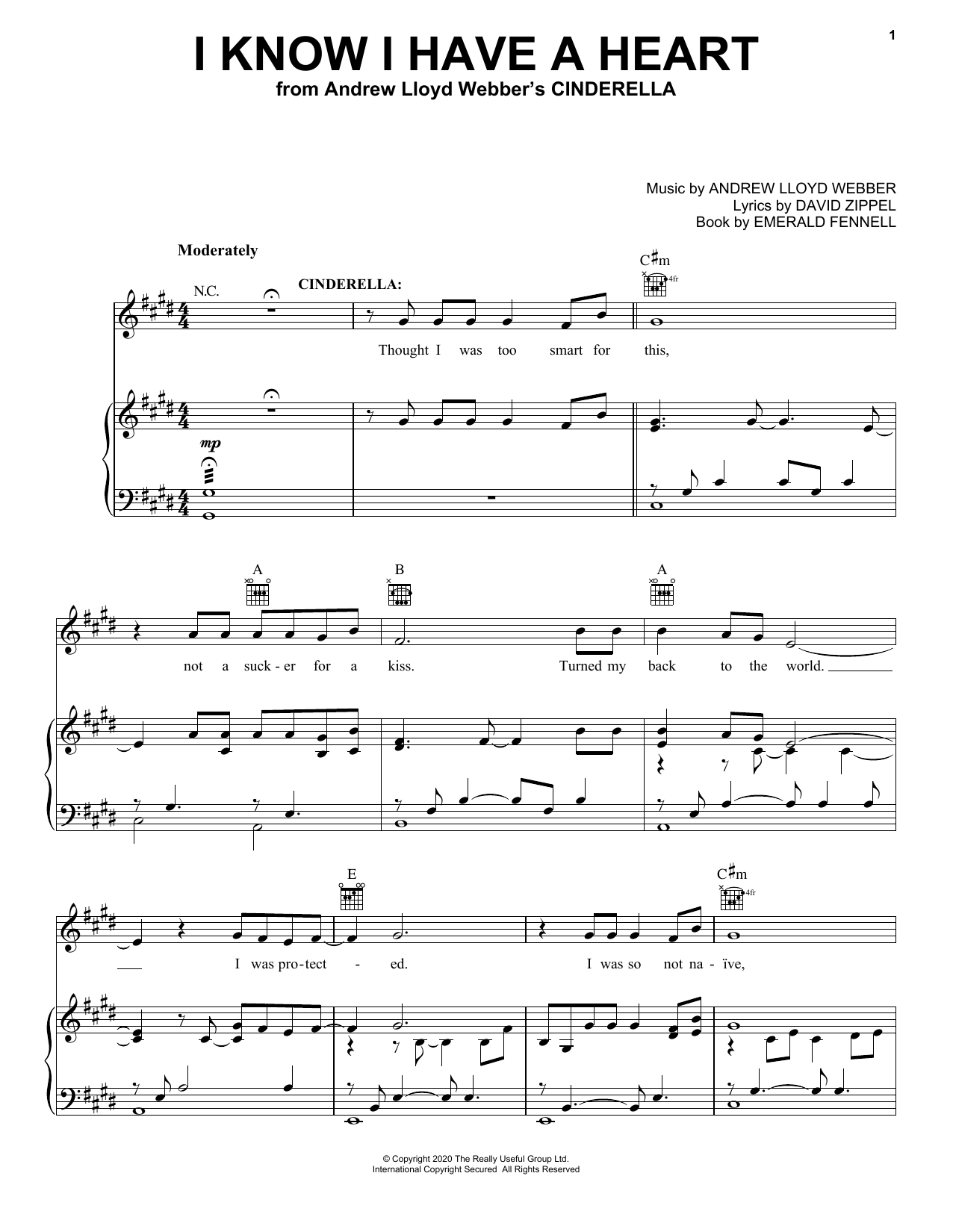 Andrew Lloyd Webber I Know I Have A Heart (from Andrew Lloyd Webber's Cinderella) Sheet Music Notes & Chords for Piano, Vocal & Guitar (Right-Hand Melody) - Download or Print PDF