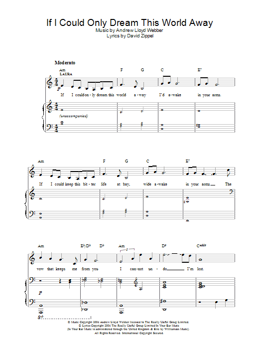 Andrew Lloyd Webber If I Could Only Dream This World Away (from The Woman In White) Sheet Music Notes & Chords for Piano, Vocal & Guitar - Download or Print PDF