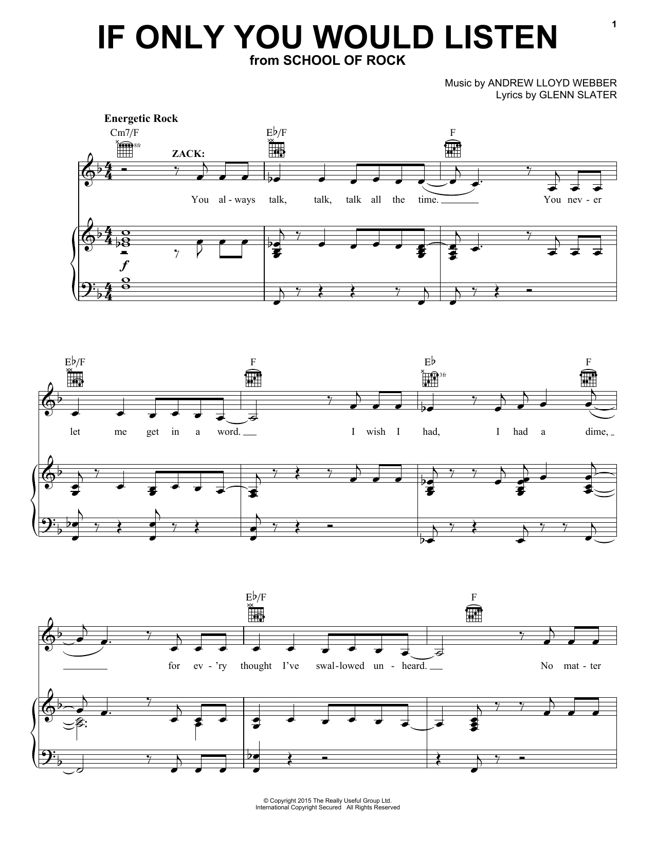 Andrew Lloyd Webber If Only You Would Listen (from School of Rock: The Musical) Sheet Music Notes & Chords for Super Easy Piano - Download or Print PDF