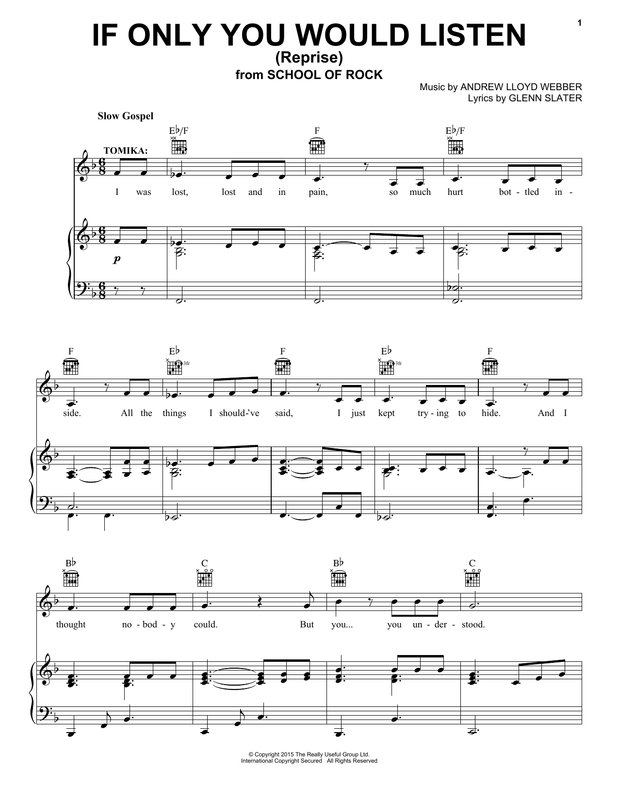 Andrew Lloyd Webber If Only You Would Listen (Reprise) (from School of Rock: The Musical) Sheet Music Notes & Chords for Easy Piano - Download or Print PDF