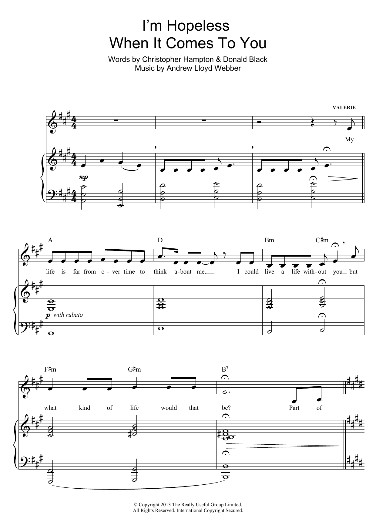 Andrew Lloyd Webber I'm Hopeless When It Comes To You (from Stephen Ward) Sheet Music Notes & Chords for Clarinet Solo - Download or Print PDF