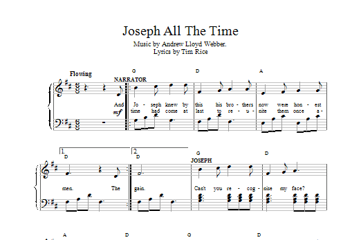 Andrew Lloyd Webber Joseph All The Time Sheet Music Notes & Chords for Piano, Vocal & Guitar (Right-Hand Melody) - Download or Print PDF
