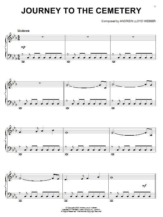 Andrew Lloyd Webber Journey To The Cemetery Sheet Music Notes & Chords for Piano - Download or Print PDF