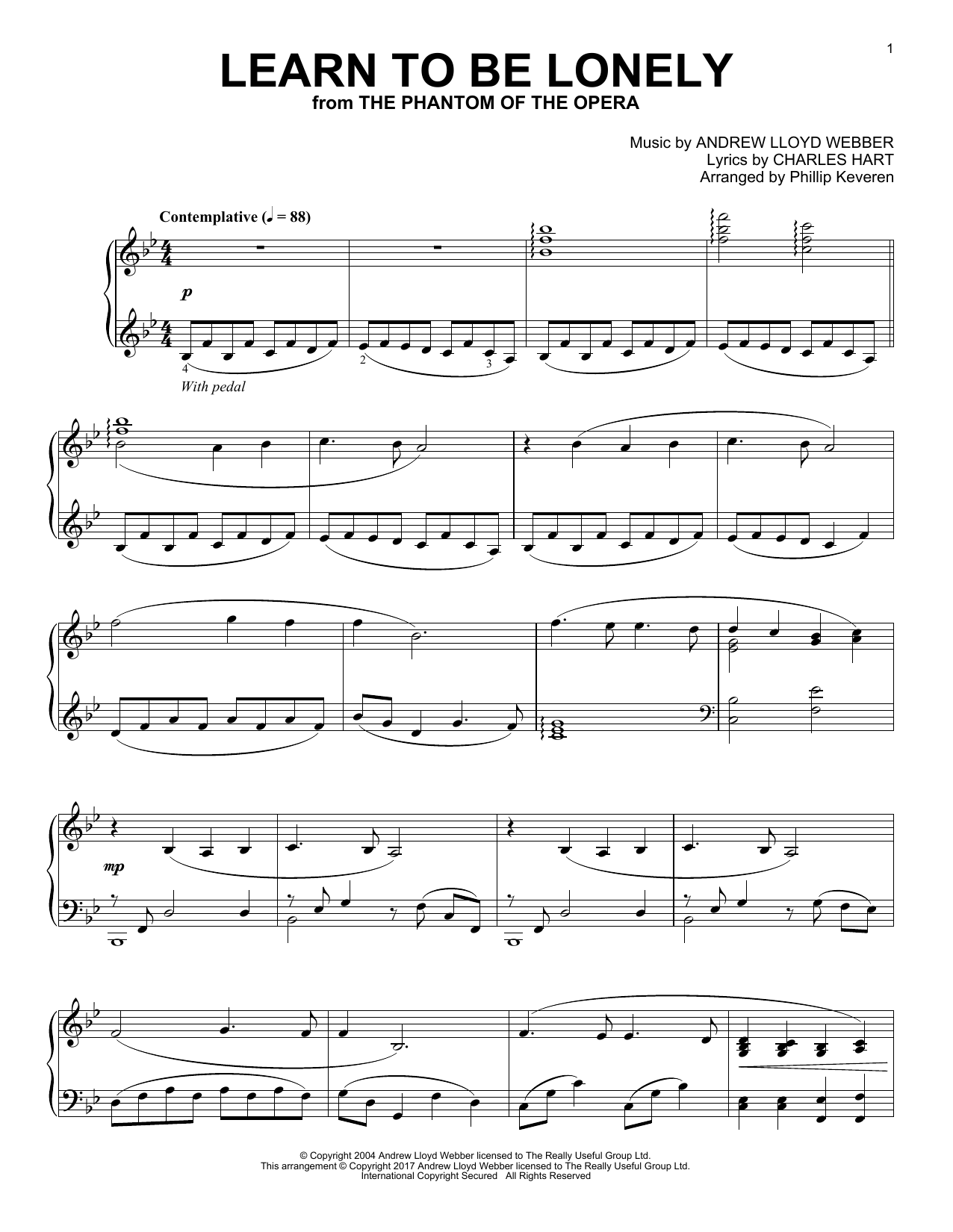 Phillip Keveren Learn To Be Lonely Sheet Music Notes & Chords for Piano - Download or Print PDF