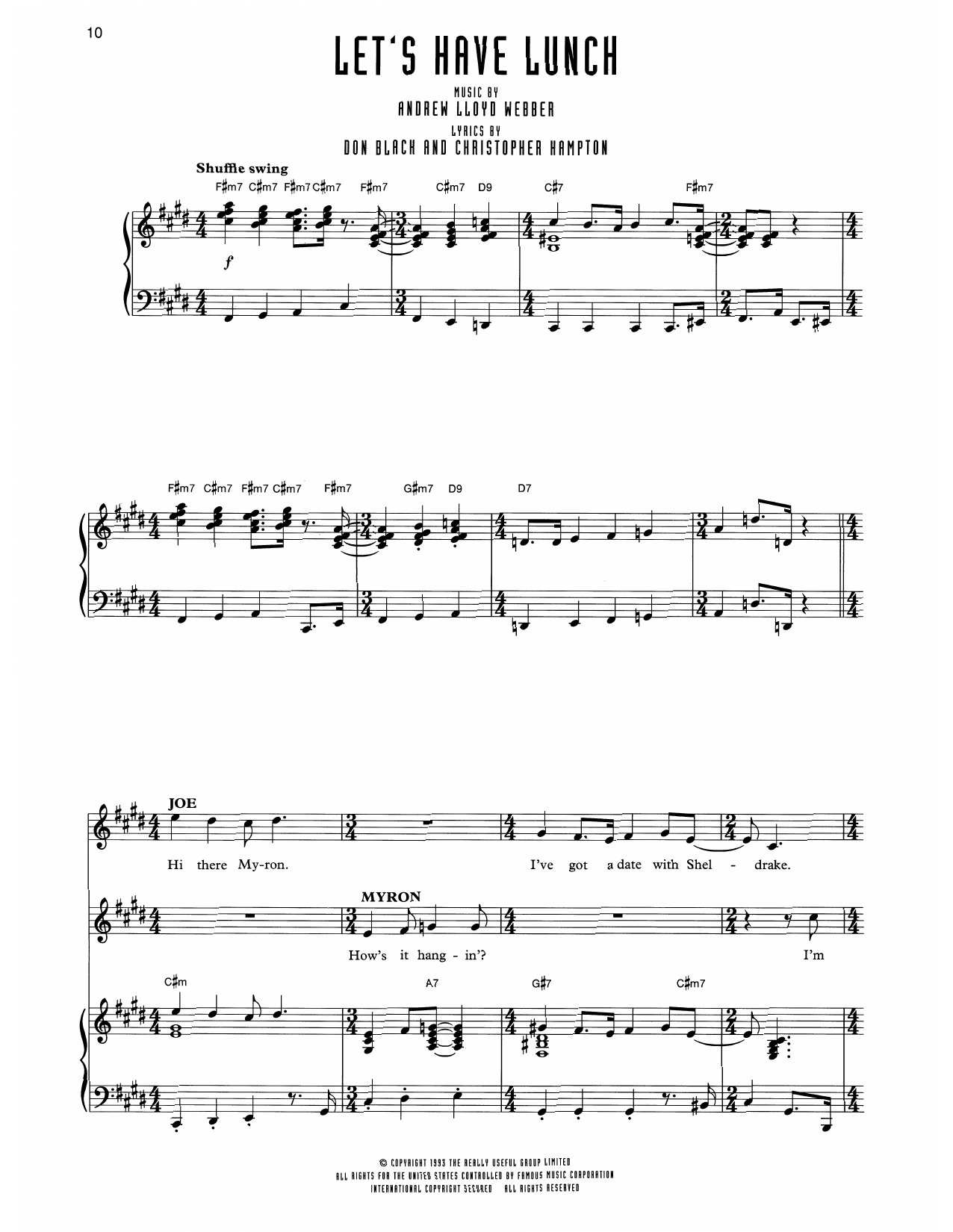 Andrew Lloyd Webber Let's Have Lunch (from Sunset Boulevard) Sheet Music Notes & Chords for Piano & Vocal - Download or Print PDF