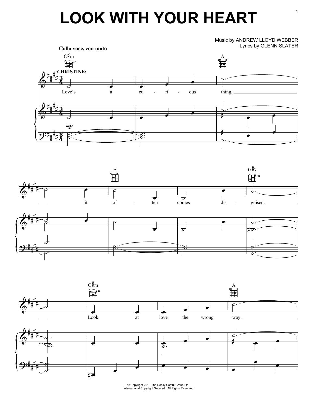 Andrew Lloyd Webber Look With Your Heart Sheet Music Notes & Chords for Piano, Vocal & Guitar (Right-Hand Melody) - Download or Print PDF