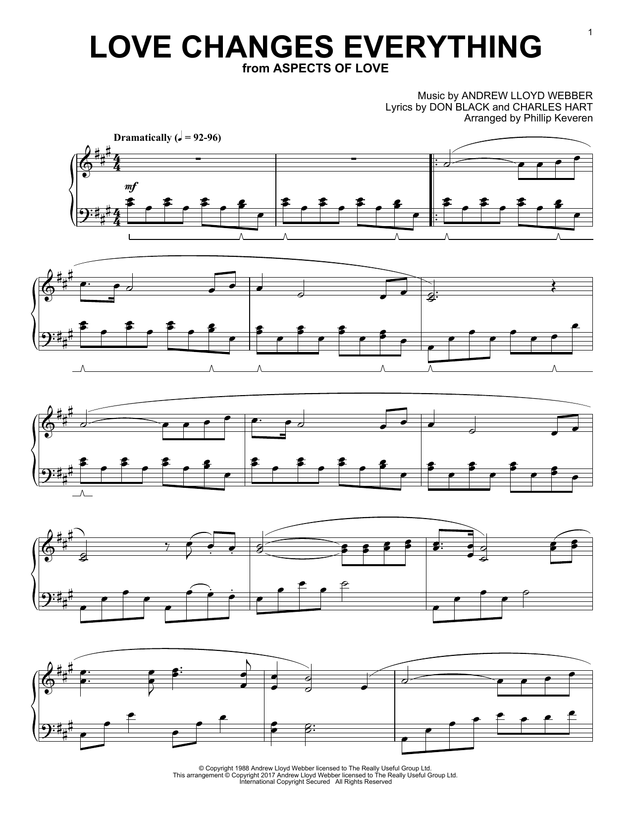 Phillip Keveren Love Changes Everything Sheet Music Notes & Chords for Piano - Download or Print PDF
