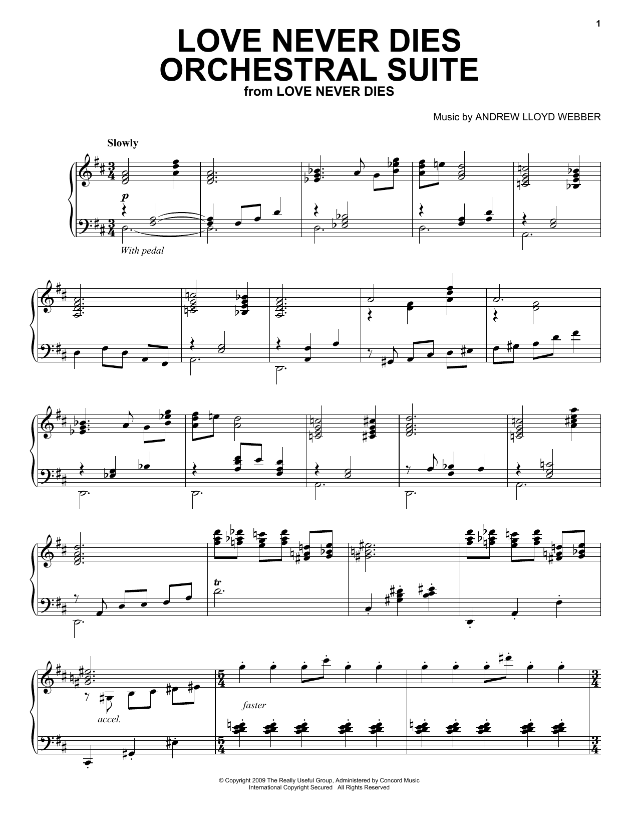 Andrew Lloyd Webber Love Never Dies Orchestral Suite Sheet Music Notes & Chords for Piano Solo - Download or Print PDF