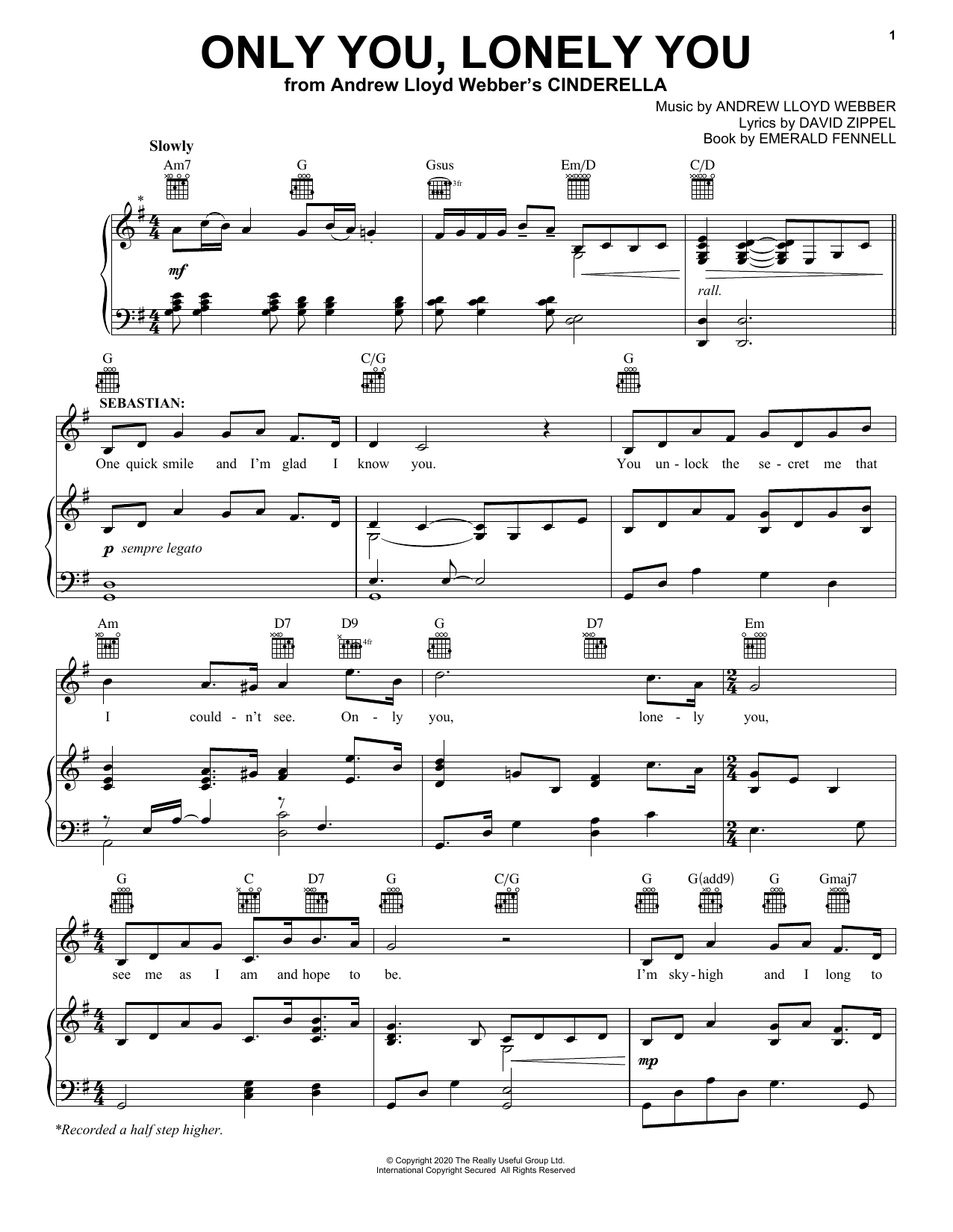 Andrew Lloyd Webber Only You, Lonely You (from Andrew Lloyd Webber's Cinderella) Sheet Music Notes & Chords for Easy Piano - Download or Print PDF