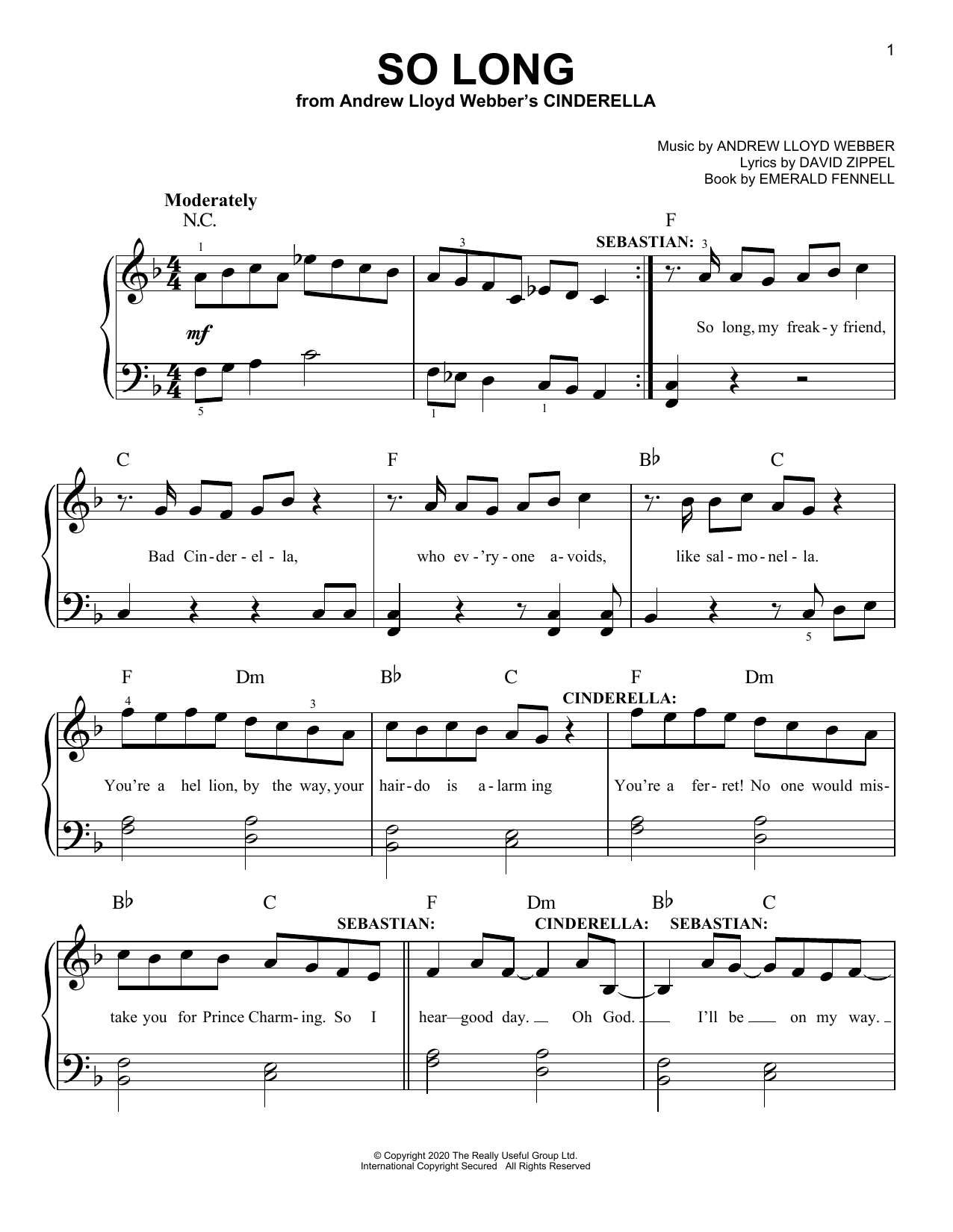 Andrew Lloyd Webber So Long (from Andrew Lloyd Webber's Cinderella) Sheet Music Notes & Chords for Piano, Vocal & Guitar (Right-Hand Melody) - Download or Print PDF