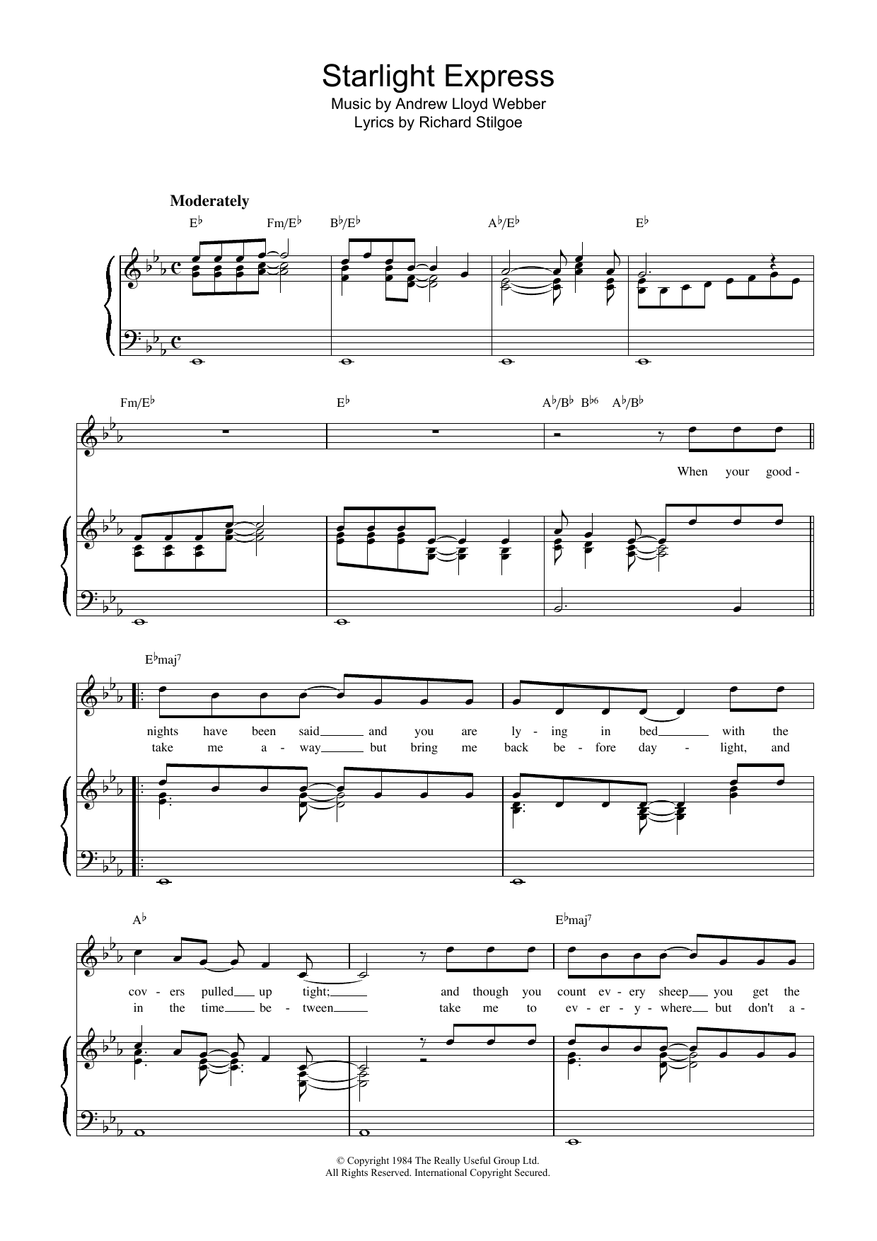 Andrew Lloyd Webber Starlight Express Sheet Music Notes & Chords for Melody Line, Lyrics & Chords - Download or Print PDF