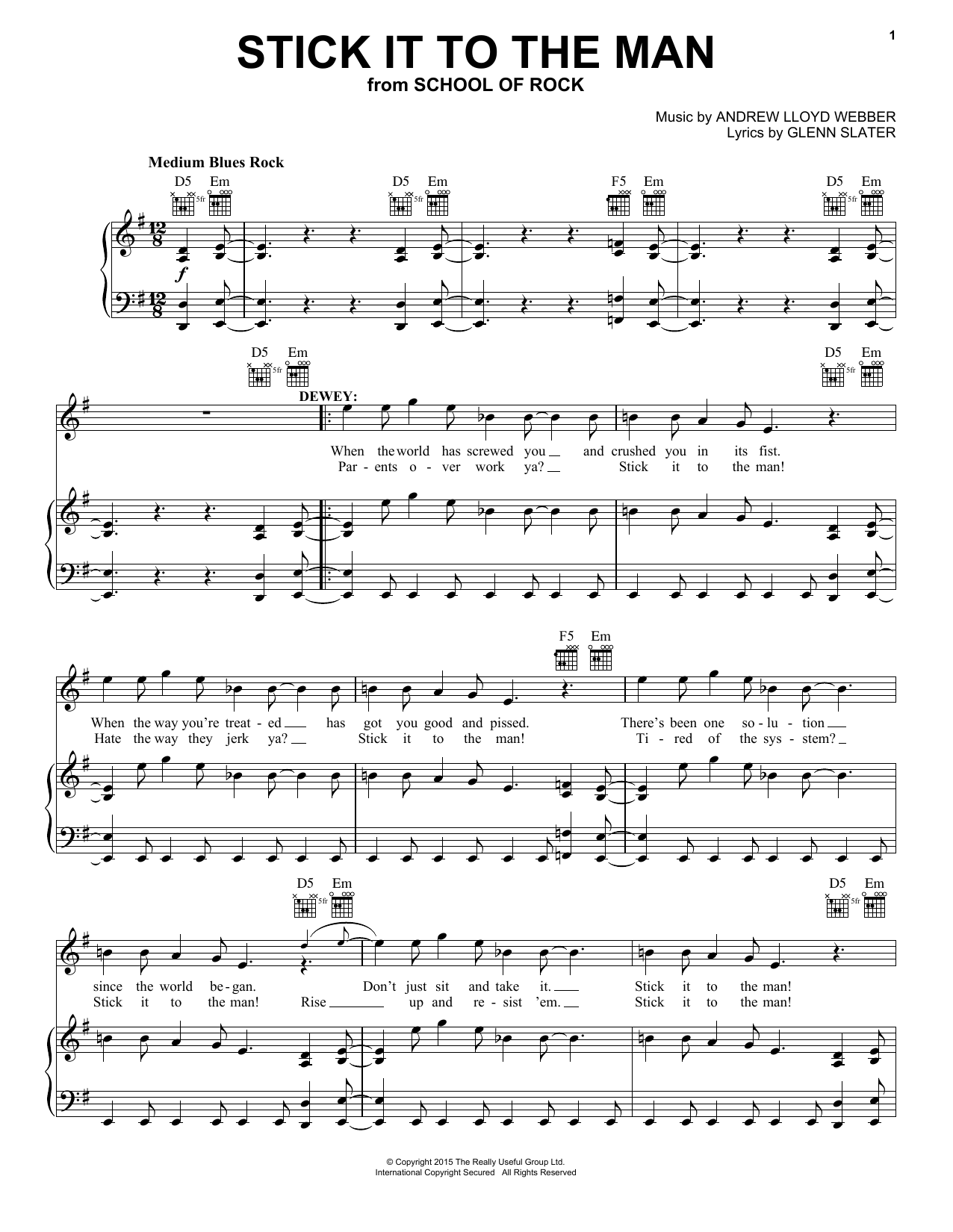 Andrew Lloyd Webber Stick It To The Man (from School of Rock: The Musical) Sheet Music Notes & Chords for Violin Solo - Download or Print PDF