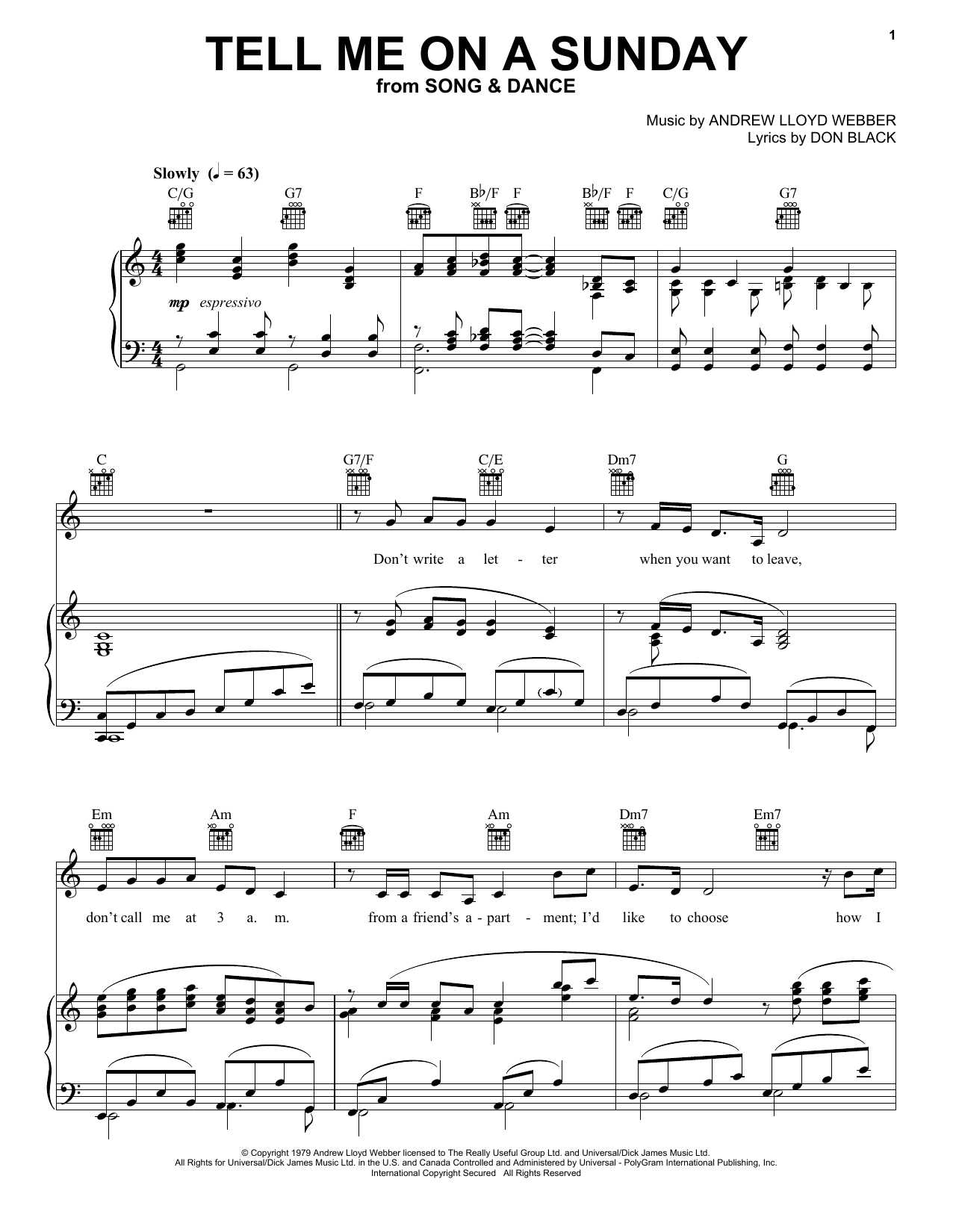 Andrew Lloyd Webber Tell Me On A Sunday Sheet Music Notes & Chords for Tenor Saxophone - Download or Print PDF