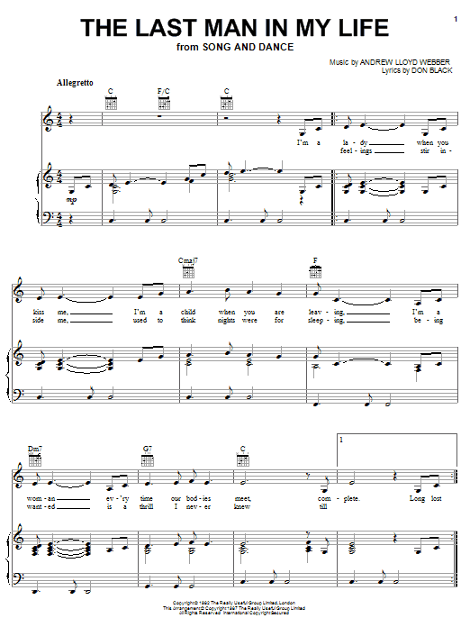 Andrew Lloyd Webber The Last Man In My Life Sheet Music Notes & Chords for Guitar Tab - Download or Print PDF