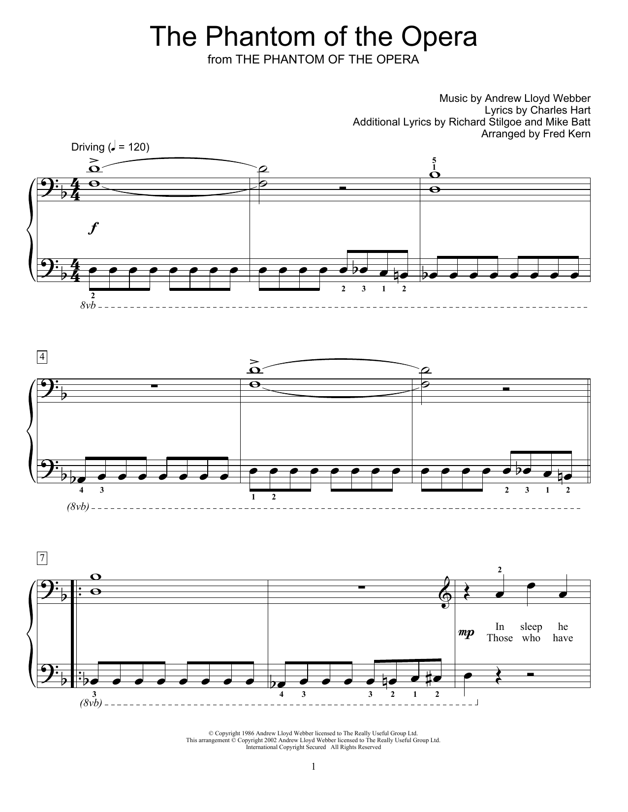 Andrew Lloyd Webber The Phantom Of The Opera (arr. Fred Kern) Sheet Music Notes & Chords for Educational Piano - Download or Print PDF
