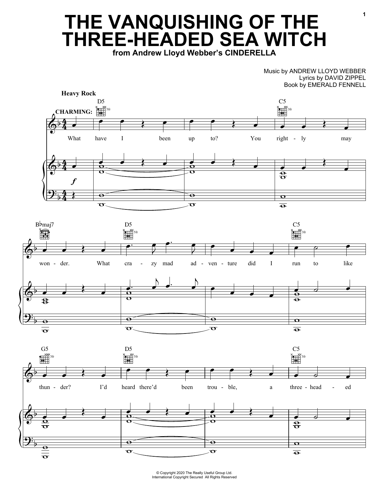 Andrew Lloyd Webber The Vanquishing Of The Three-Headed Sea Witch (from Andrew Lloyd Webber's Cinderella) Sheet Music Notes & Chords for Easy Piano - Download or Print PDF