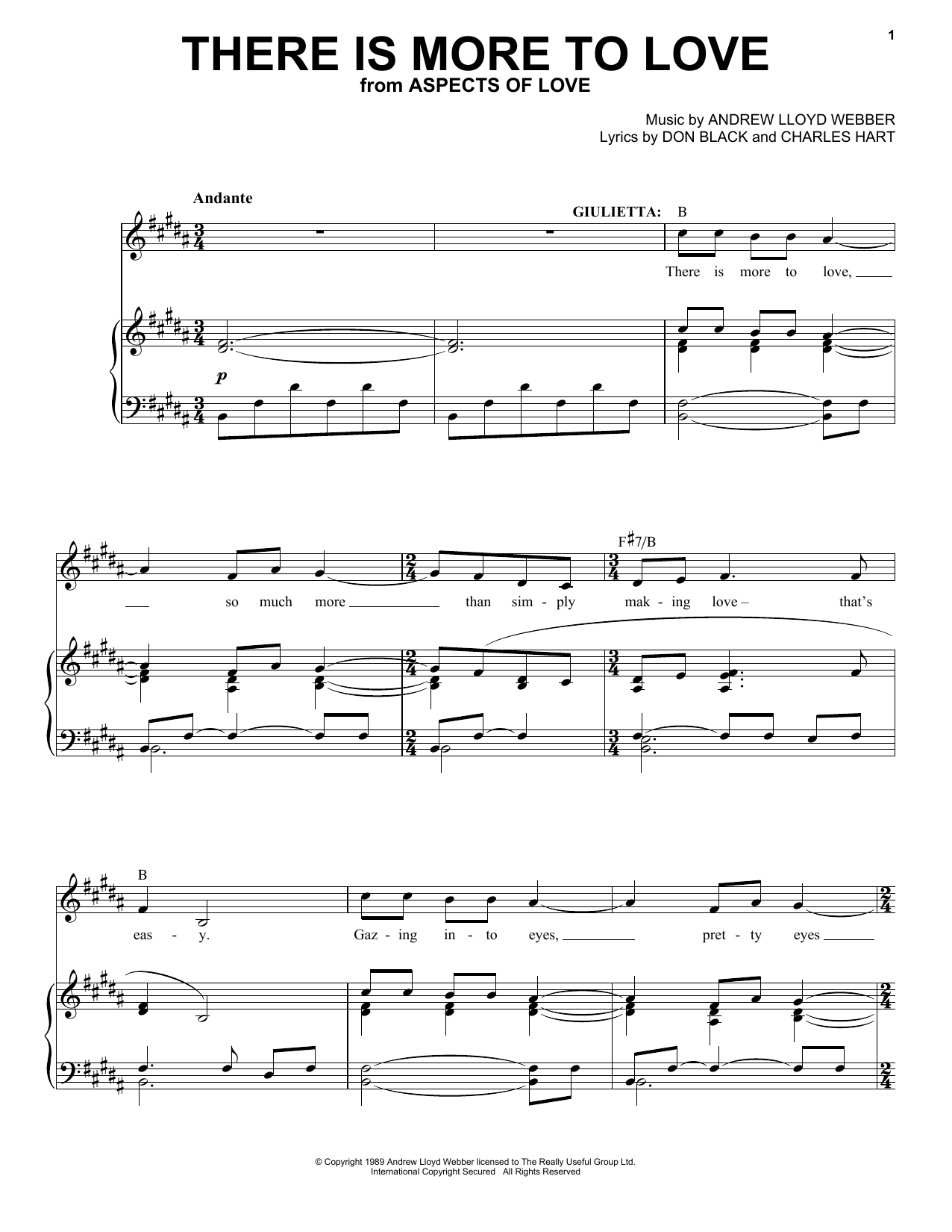 Andrew Lloyd Webber There Is More To Love Sheet Music Notes & Chords for Piano & Vocal - Download or Print PDF