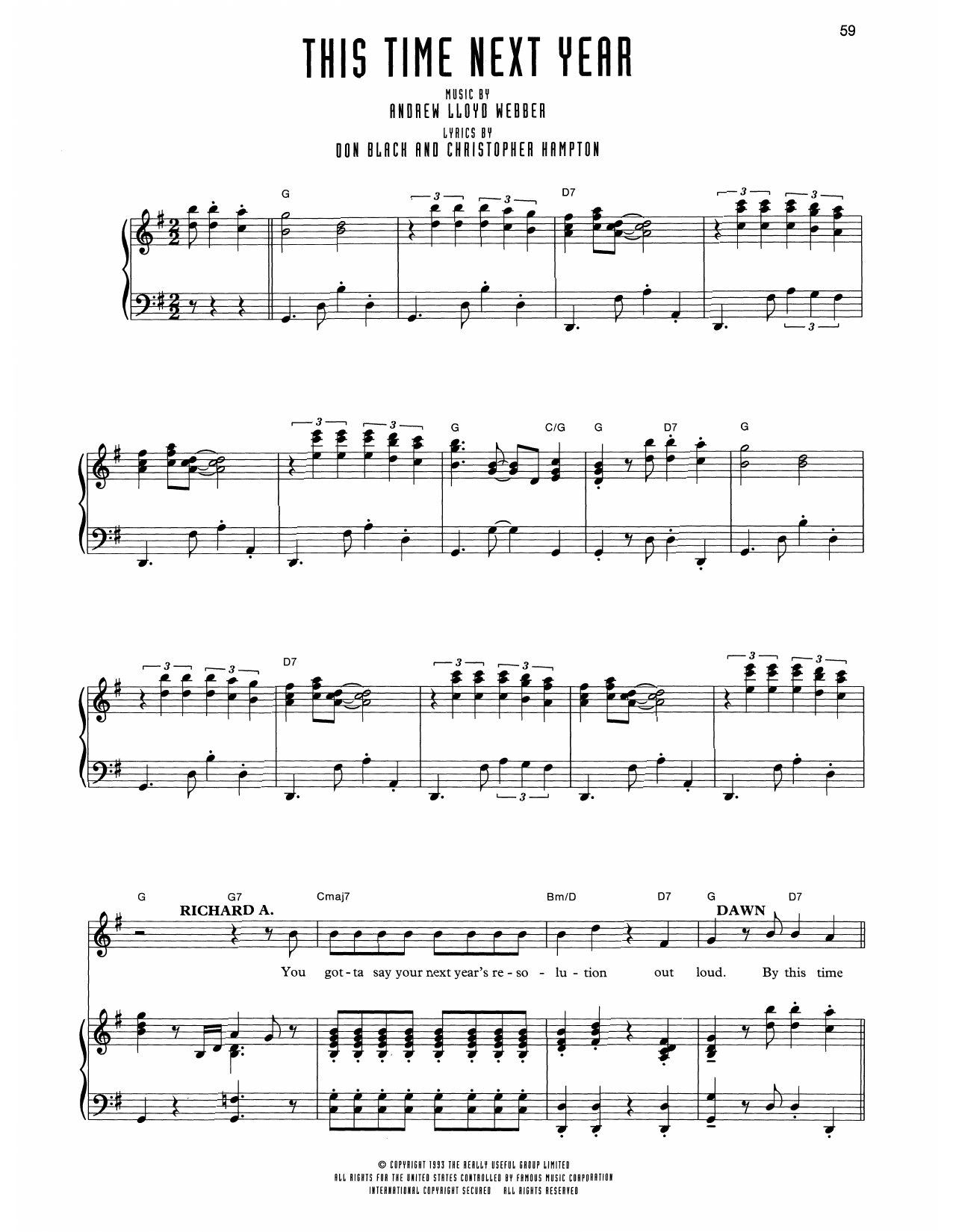Andrew Lloyd Webber This Time Next Year (from Sunset Boulevard) Sheet Music Notes & Chords for Piano & Vocal - Download or Print PDF