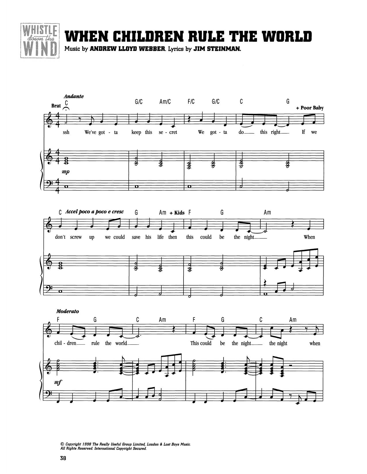 Andrew Lloyd Webber When Children Rule The World (from Whistle Down The Wind) Sheet Music Notes & Chords for Piano & Vocal - Download or Print PDF