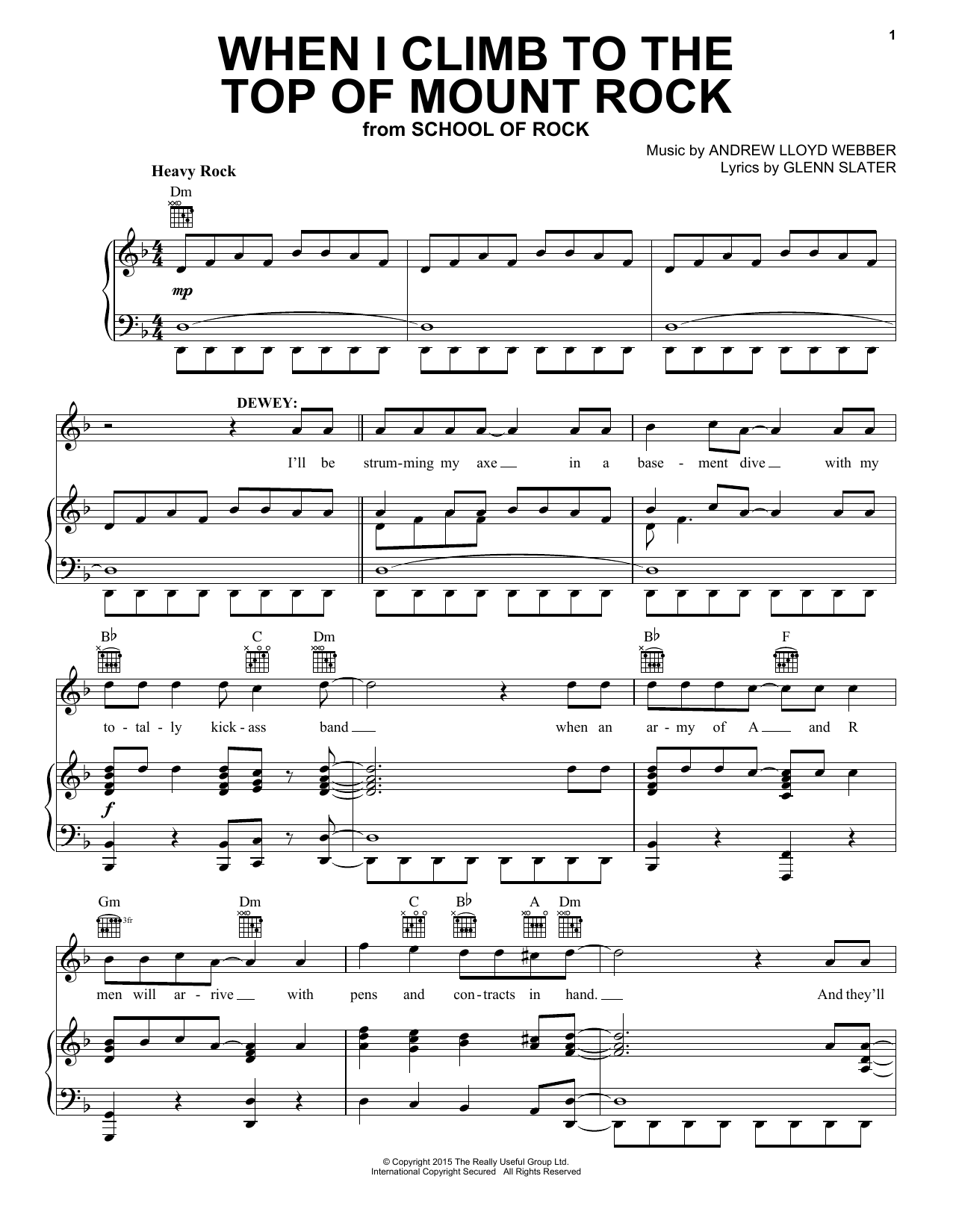Andrew Lloyd Webber When I Climb To The Top Of Mount Rock (from School of Rock: The Musical) Sheet Music Notes & Chords for Piano & Vocal - Download or Print PDF