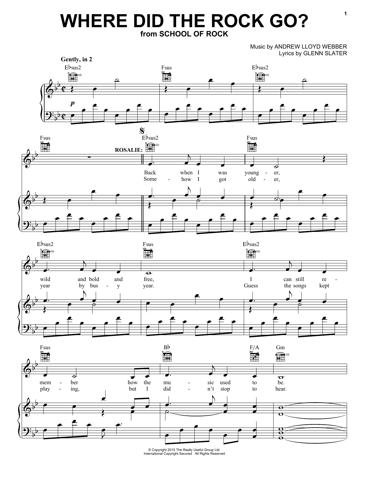 Andrew Lloyd Webber Where Did The Rock Go? (from School of Rock: The Musical) Sheet Music Notes & Chords for Piano, Vocal & Guitar (Right-Hand Melody) - Download or Print PDF