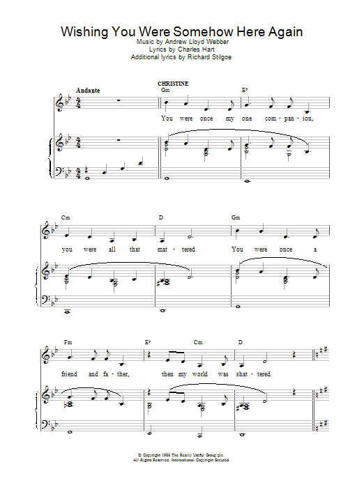 Andrew Lloyd Webber Wishing You Were Somehow Here Again (from The Phantom Of The Opera) Sheet Music Notes & Chords for Ukulele - Download or Print PDF