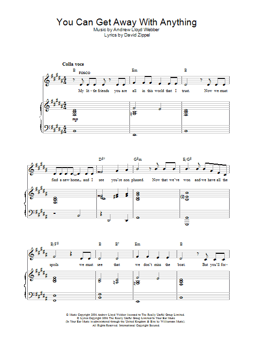 Andrew Lloyd Webber You Can Get Away With Anything (from The Woman In White) Sheet Music Notes & Chords for Piano, Vocal & Guitar - Download or Print PDF