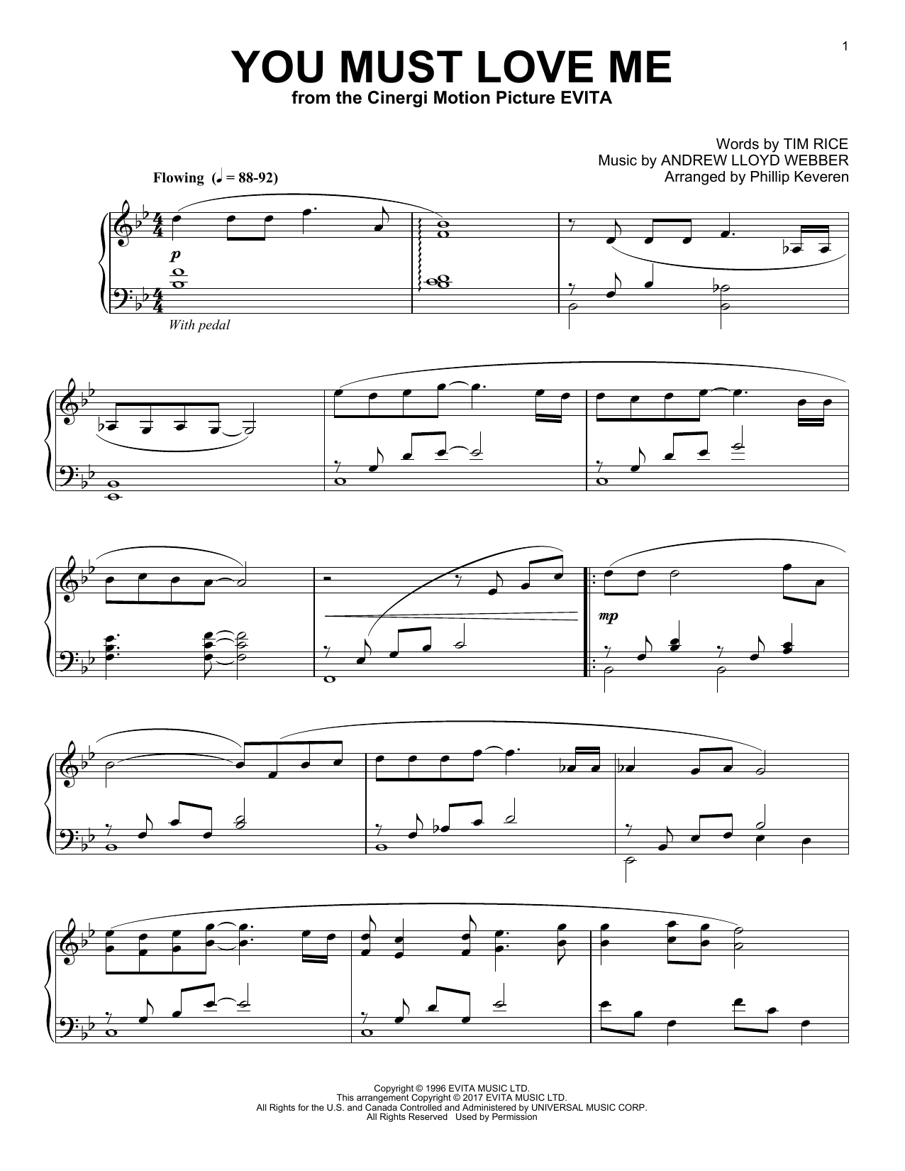 Phillip Keveren You Must Love Me Sheet Music Notes & Chords for Piano - Download or Print PDF