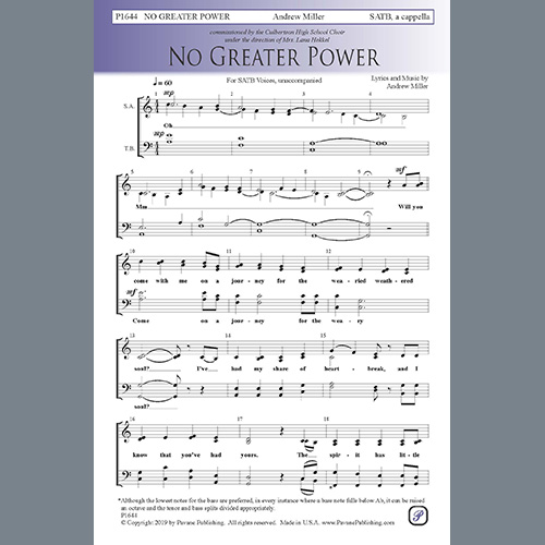 Andrew Miller, No Greater Power, SATB Choir