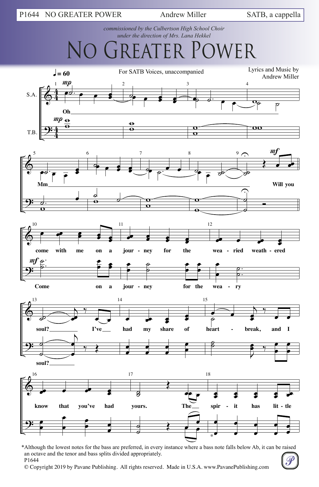 Andrew Miller No Greater Power Sheet Music Notes & Chords for SATB Choir - Download or Print PDF