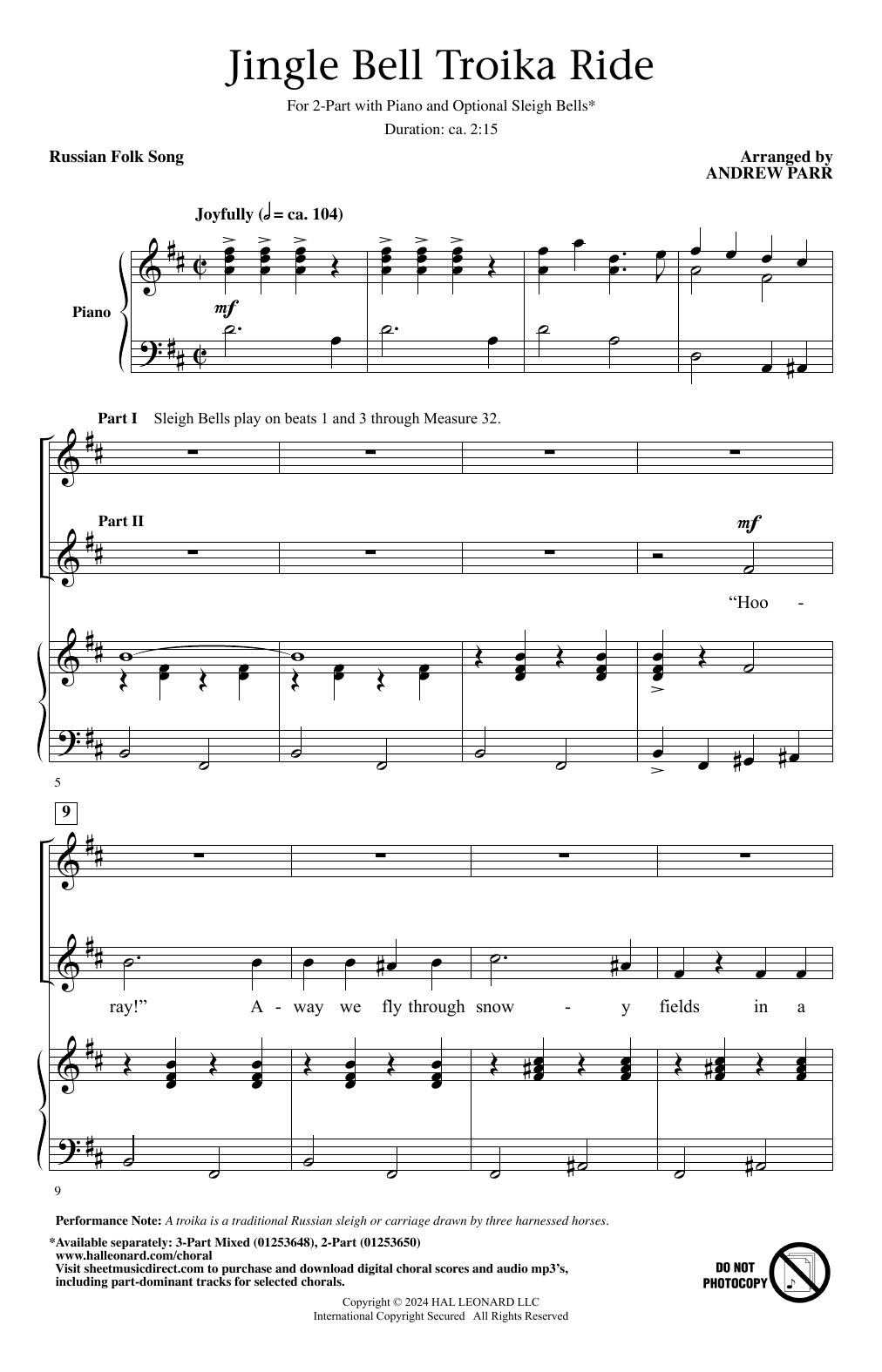 Andrew Parr Jingle Bell Troika Ride Sheet Music Notes & Chords for 3-Part Mixed Choir - Download or Print PDF