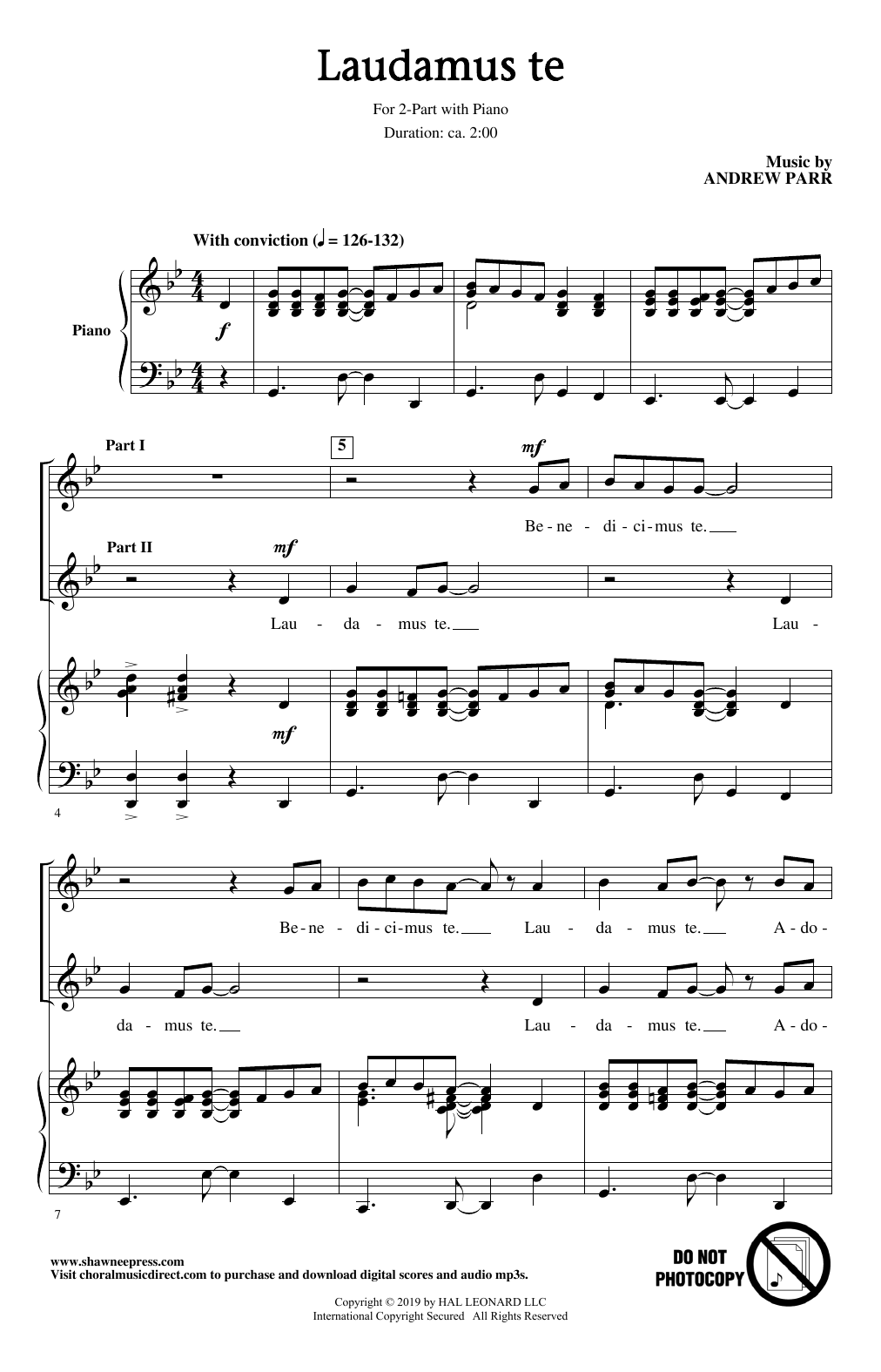 Andrew Parr Laudamus Te Sheet Music Notes & Chords for 2-Part Choir - Download or Print PDF