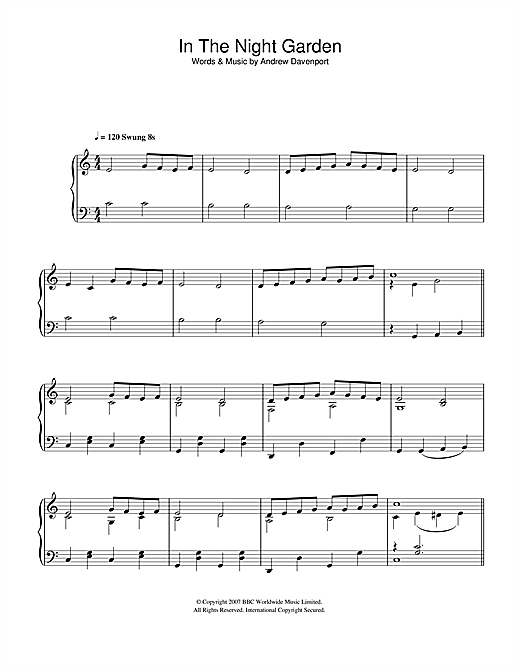 Andrew Davenport In The Night Garden Sheet Music Notes & Chords for 5-Finger Piano - Download or Print PDF