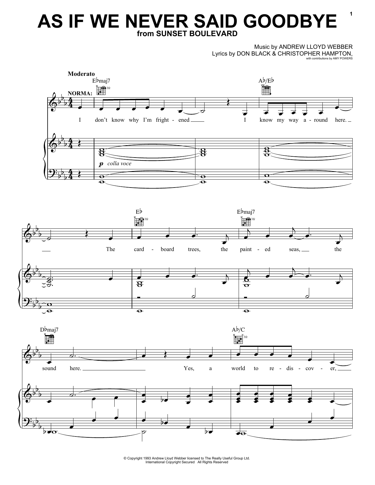Preview Andrew Lloyd Webber As If We Never Said Goodbye Musicals sheet music, notes and chords for Piano, Vocal & Guitar (Right-Hand Melody), SKU: 13898 As If We Never Said Goodbye sheet music