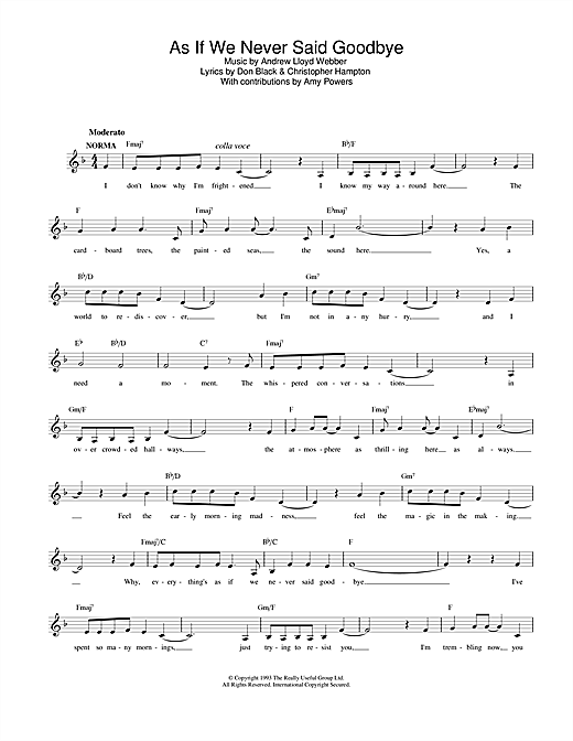 As If We Never Said Goodbye (from Sunset Boulevard) sheet music