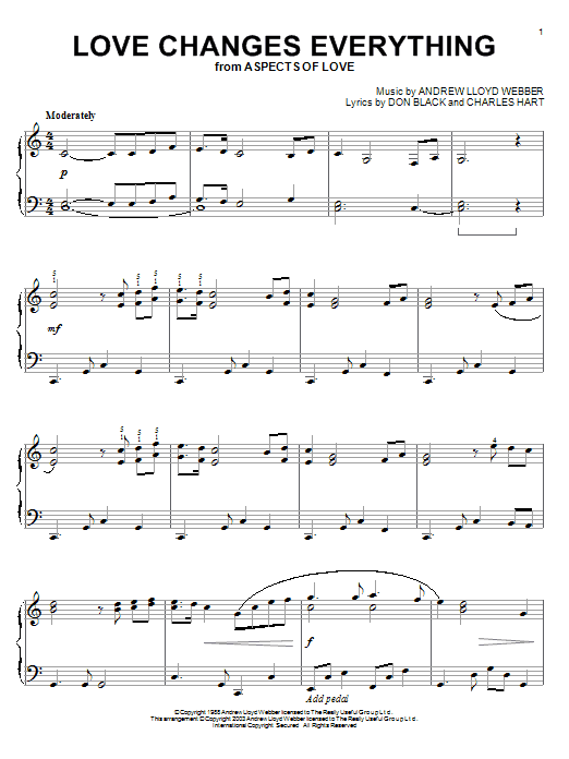Love Changes Everything (from Aspects of Love) sheet music